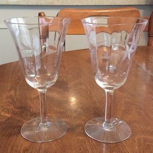 2 vintage wine glasses